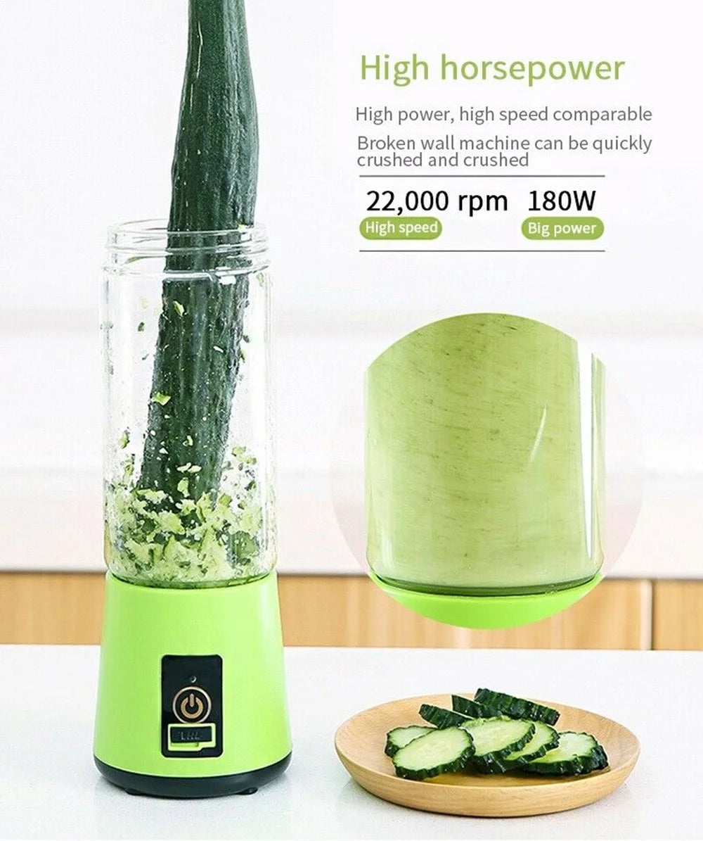 Portable Blender USB Rechargeable Personal Juicer Cup Small Fruit Juice Mixer for Shakes and Smoothies