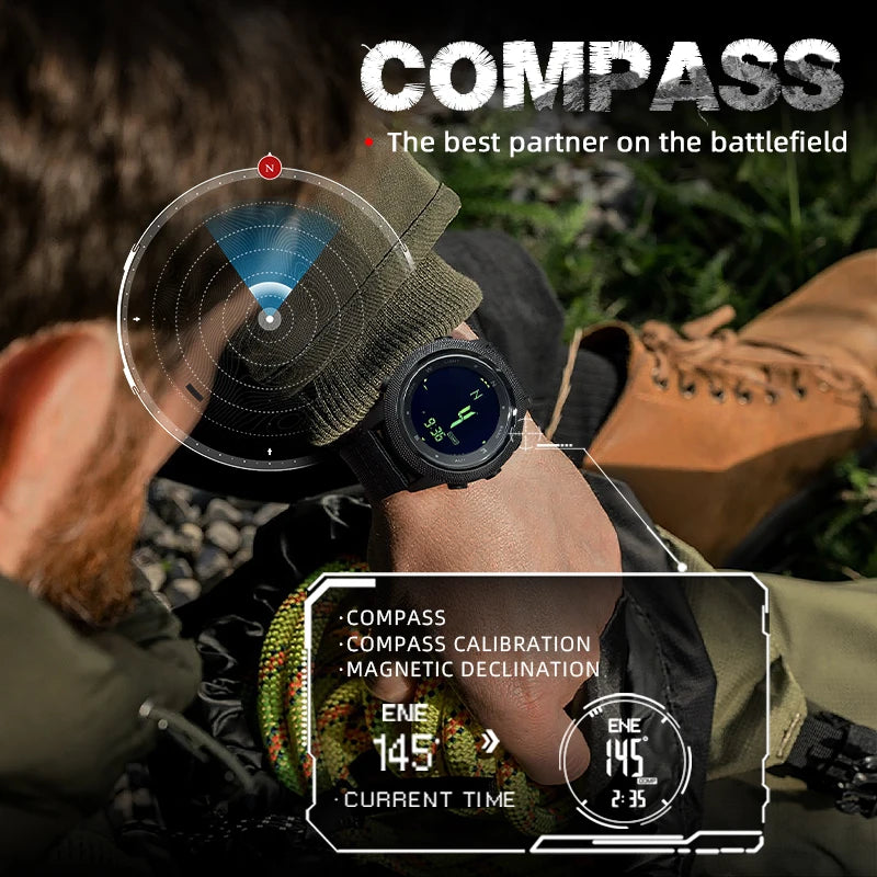 APACHE-46 Men Digital Watch Outdoor Sports Running Swimming Outdoor Sport Watches Altimeter Barometer Compass WR50M