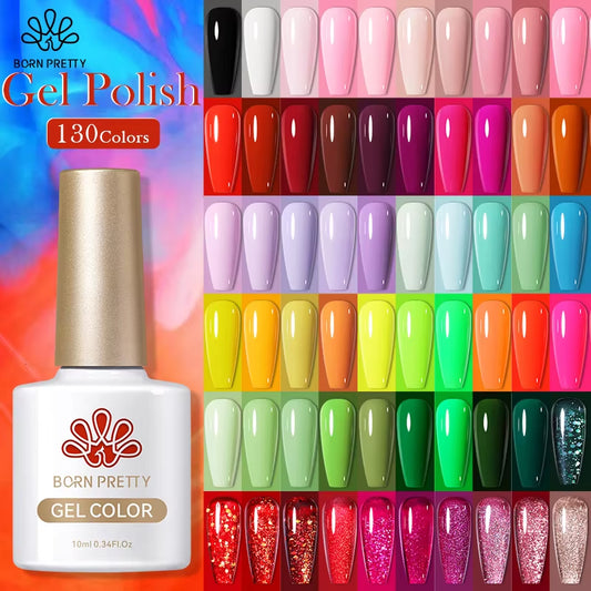 10Ml Gel Nail Polish Gel 130 Colors Semi Permanent Solid Nail Gel Varnish Soak off UV Gel for Base Top Coat