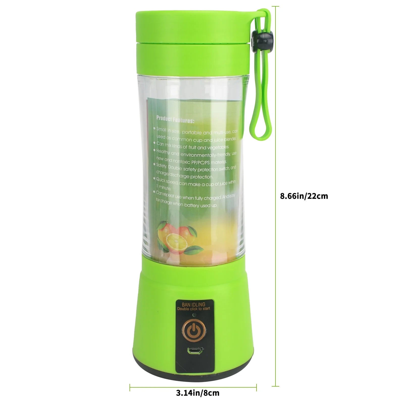 Portable Blender USB Rechargeable Personal Juicer Cup Small Fruit Juice Mixer for Shakes and Smoothies